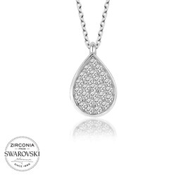 Gumush - Swarovski Taşlı Gümüş Damla Bayan Kolye