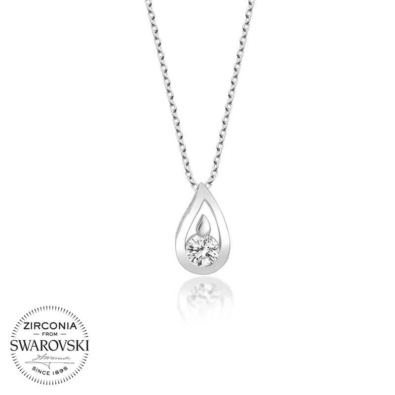 Swarovski Taşlı Gümüş Damla Bayan Kolye