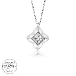 Swarovski Taşlı Gümüş Dörtgen Bayan Kolye - Thumbnail