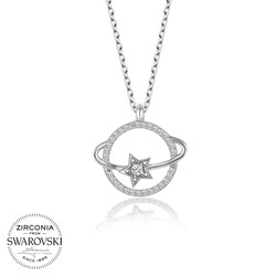 Gumush - Swarovski Taşlı Gümüş Gezegen Bayan Kolye