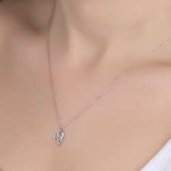 Gumush - Swarovski Taşlı Gümüş Kalp Bayan Kolye (1)