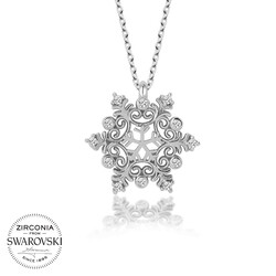 Swarovski Taşlı Gümüş Kartanesi Bayan Kolye - Thumbnail