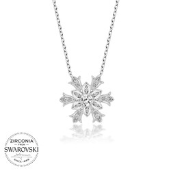 Swarovski Taşlı Gümüş Kartanesi Bayan Kolye - Thumbnail