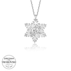 Swarovski Taşlı Gümüş Kartanesi Bayan Kolye - Thumbnail