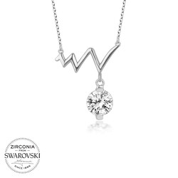 Swarovski Taşlı Gümüş Ritim Bayan Kolye - Thumbnail