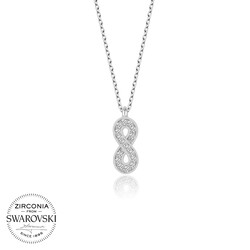 Swarovski Taşlı Gümüş Sonsuzluk Bayan Kolye - Thumbnail