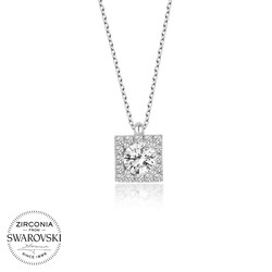 Gumush - Swarovski Taşlı Gümüş Tektaş Bayan Kolye