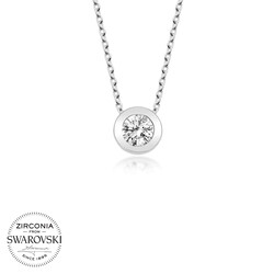 Gumush - Swarovski Taşlı Gümüş Tektaş Bayan Kolye