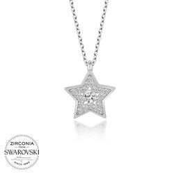 Swarovski Taşlı Gümüş Yıldız Bayan Kolye - Thumbnail