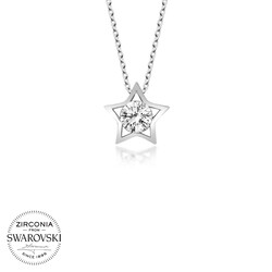 Swarovski Taşlı Gümüş Yıldız Bayan Kolye - Thumbnail
