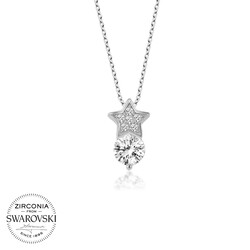 Gumush - Swarovski Taşlı Gümüş Yıldız Tektaş Bayan Kolye