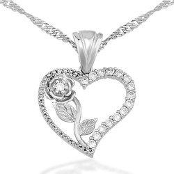 Gumush - Sterling Silver 925 Heart Necklace For Women